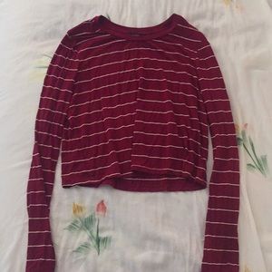 Red crop top with white stripes